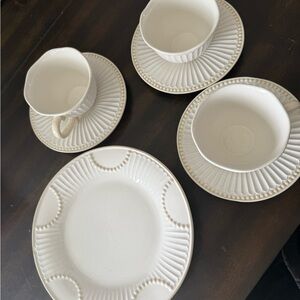 Lenox Cream and White Dinnerware Set